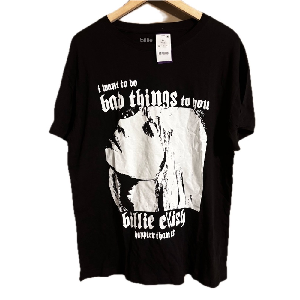 New Billie Eilish Black Happier Than Ever Black Tee Unisex XL NWT
